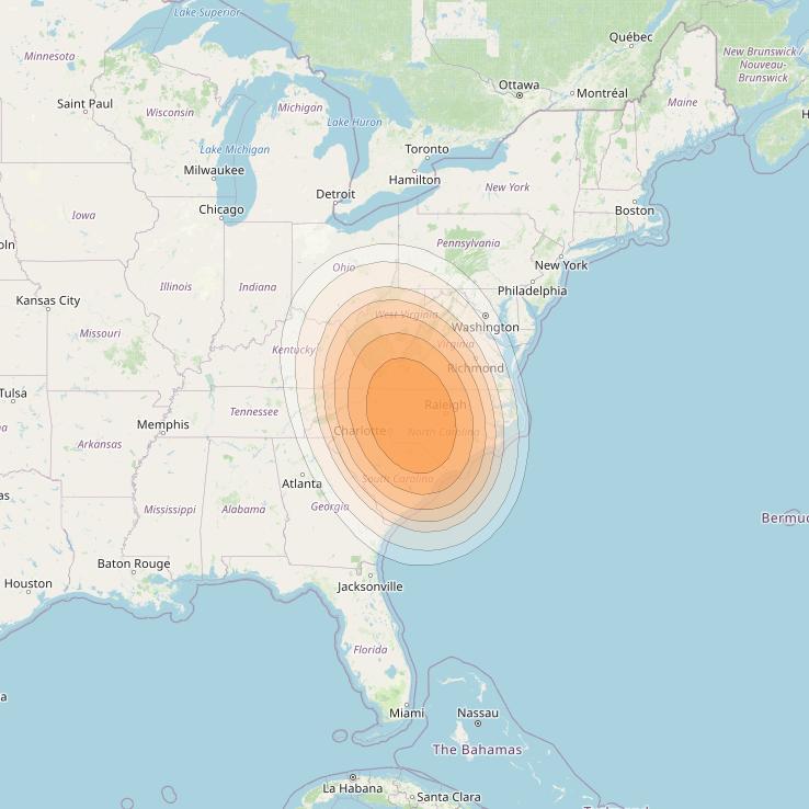 SES 17 at 67° W downlink Ka-band NC14 Spot beam coverage map