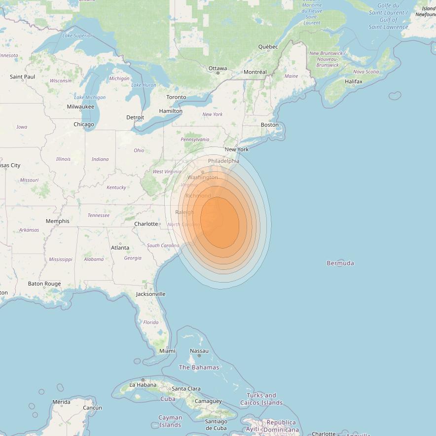 SES 17 at 67° W downlink Ka-band NC15 Spot beam coverage map