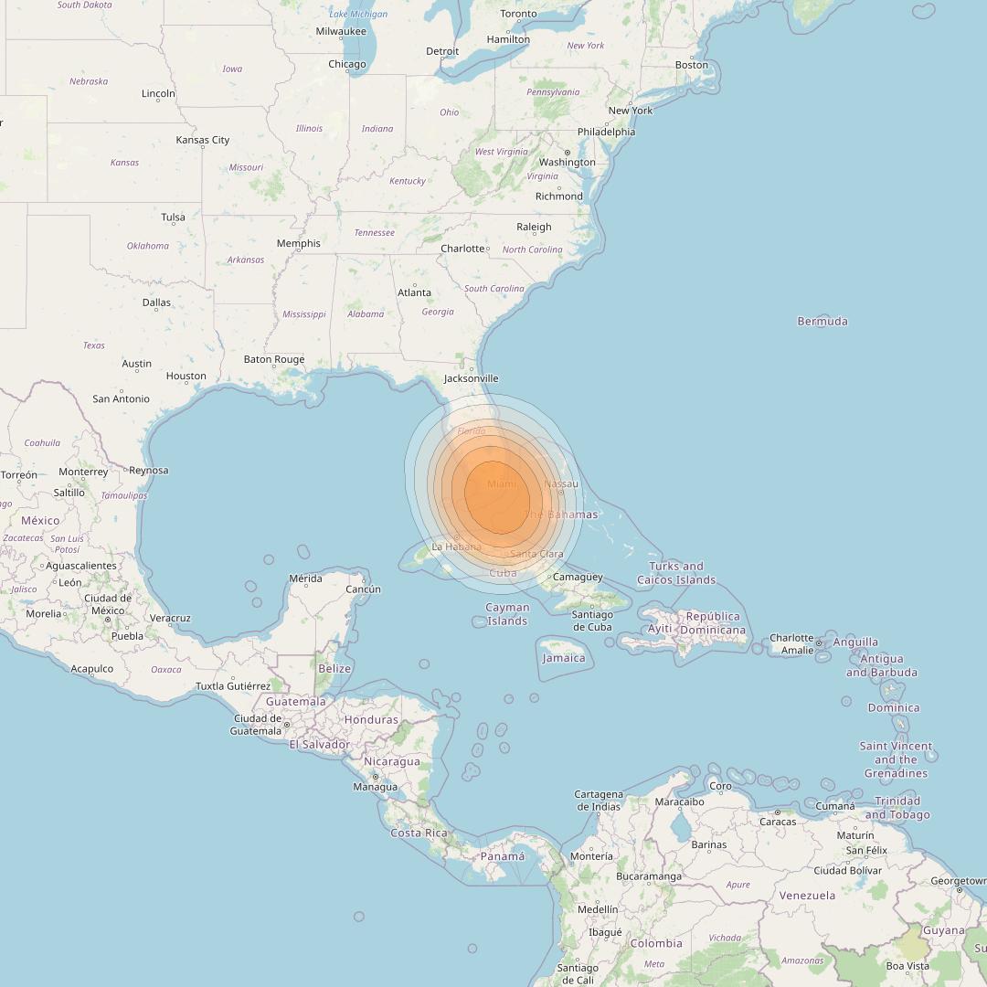 SES 17 at 67° W downlink Ka-band NC30 Spot beam coverage map