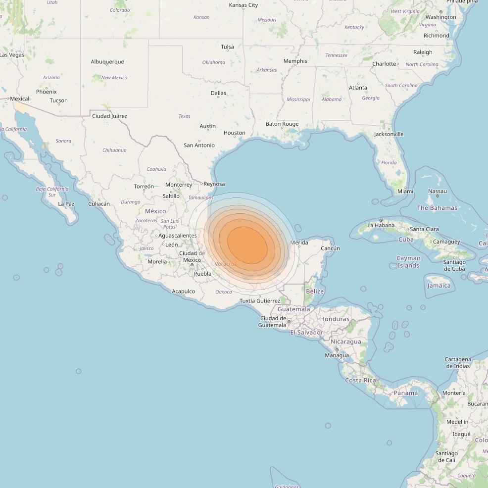 SES 17 at 67° W downlink Ka-band NC33 Spot beam coverage map