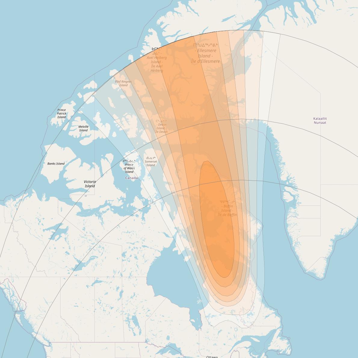 SES 17 at 67° W downlink Ka-band NS05 Spot beam coverage map