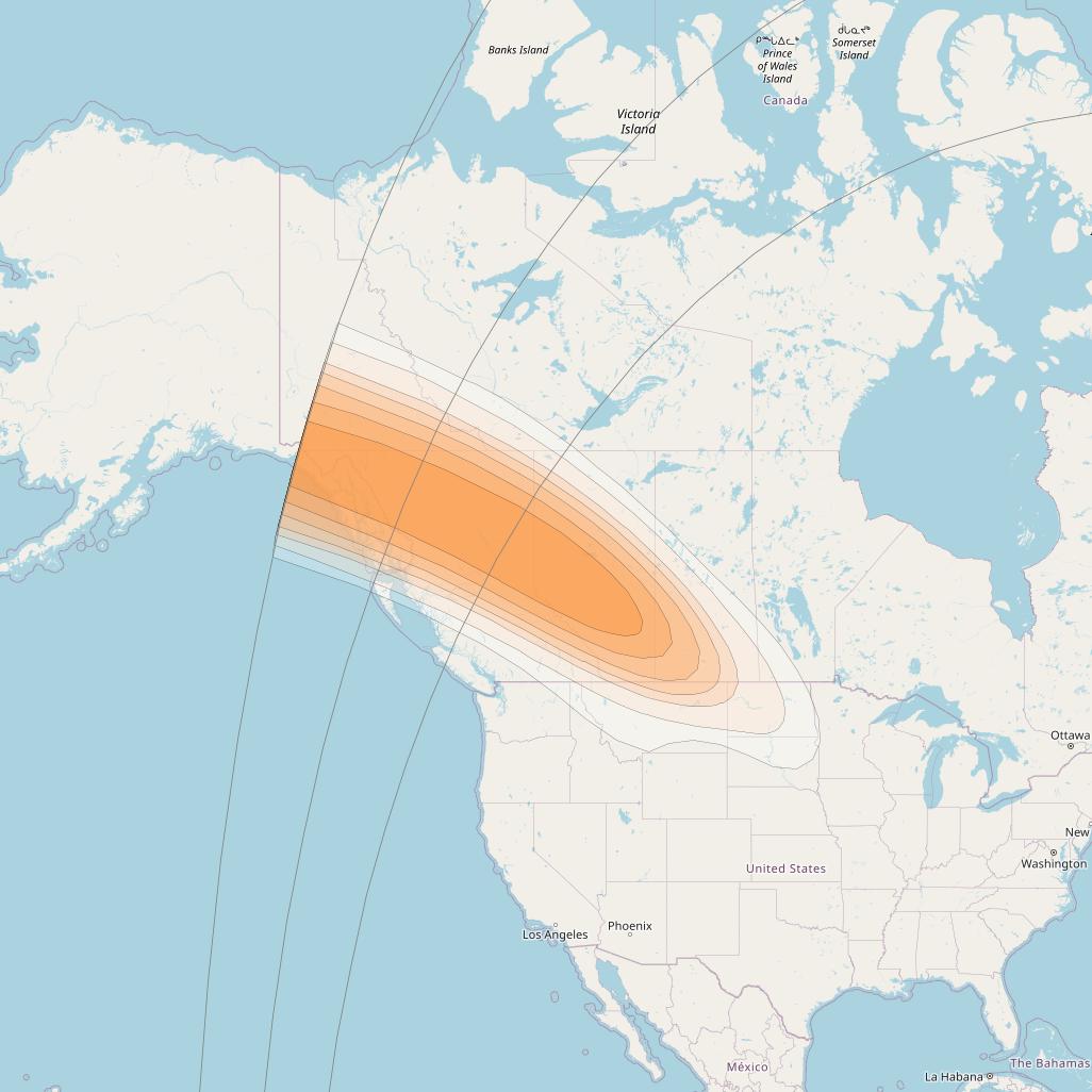 SES 17 at 67° W downlink Ka-band NS06 Spot beam coverage map