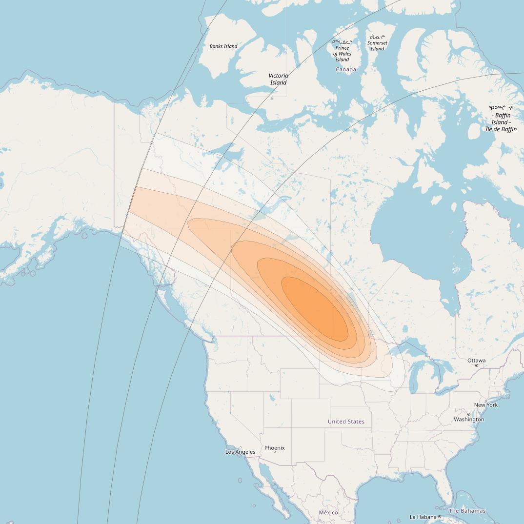 SES 17 at 67° W downlink Ka-band NS07 Spot beam coverage map