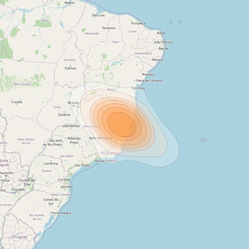 SES 17 at 67° W downlink Ka-band NS39 Spot beam coverage map