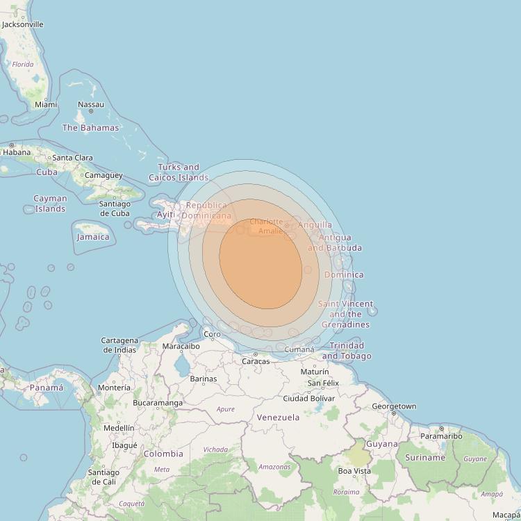 SES 17 at 67° W downlink Ka-band SA06 Spot beam coverage map