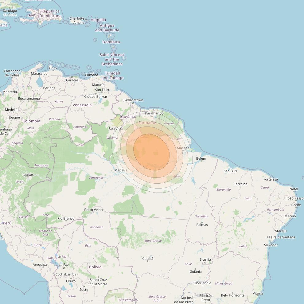 SES 17 at 67° W downlink Ka-band SA24 Spot beam coverage map