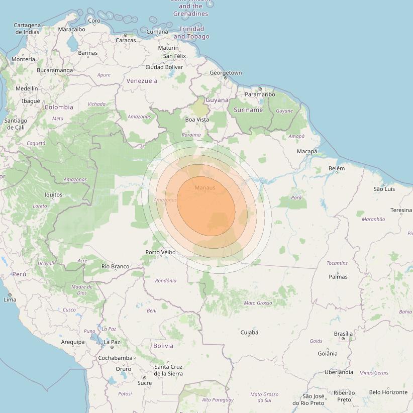 SES 17 at 67° W downlink Ka-band SA28 Spot beam coverage map