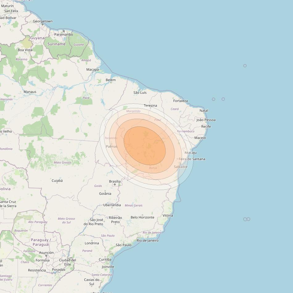 SES 17 at 67° W downlink Ka-band SA36 Spot beam coverage map