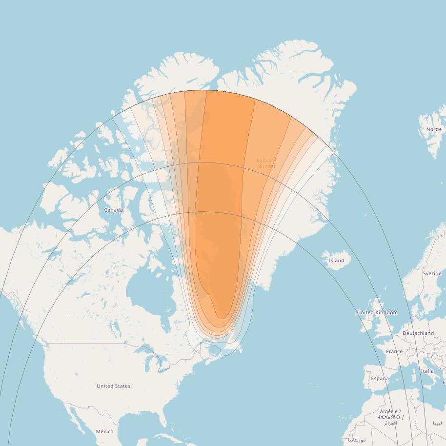 SES 17 at 67° W downlink Ka-band SA57 Spot beam coverage map