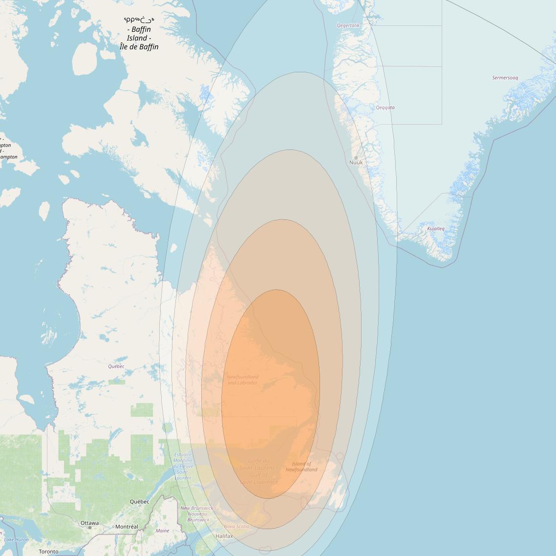 SES 17 at 67° W downlink Ka-band SA62 Spot beam coverage map