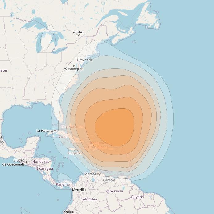 SES 17 at 67° W downlink Ka-band TA04 Spot beam coverage map