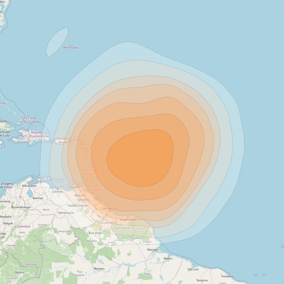 SES 17 at 67° W downlink Ka-band TA05 Spot beam coverage map