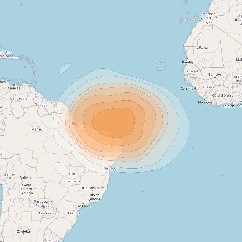 SES 17 at 67° W downlink Ka-band TA08 Spot beam coverage map