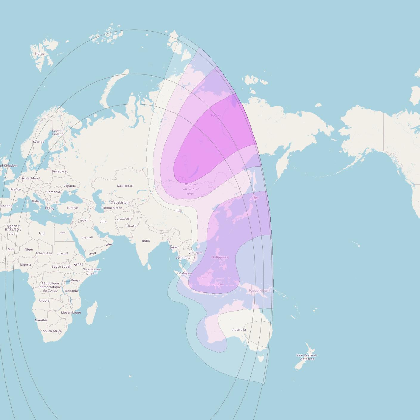 Intelsat 22 at 72° E downlink C-band East Hemi beam coverage map