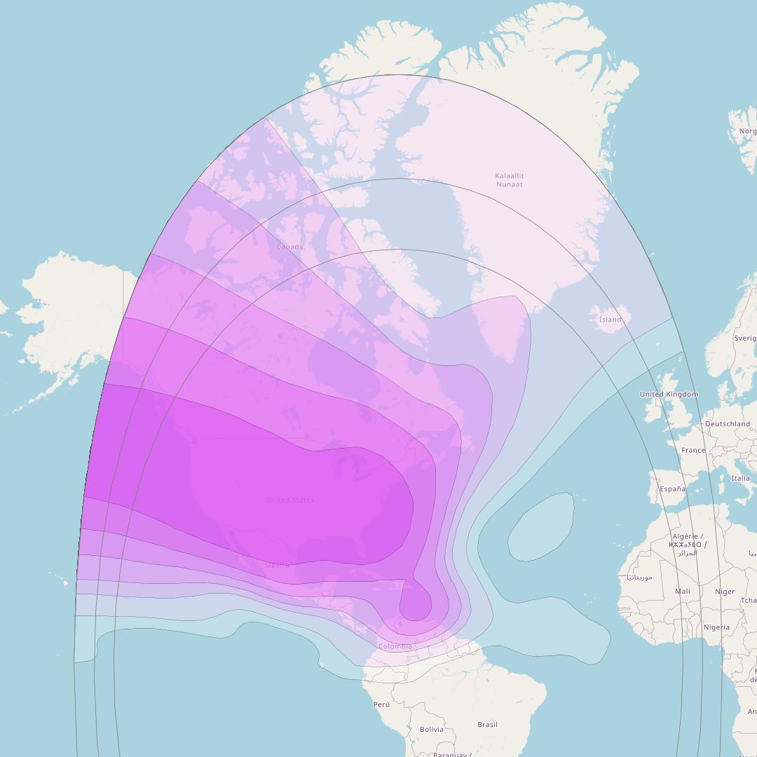 AMC 3 at 72° W downlink C-band CTV beam coverage map