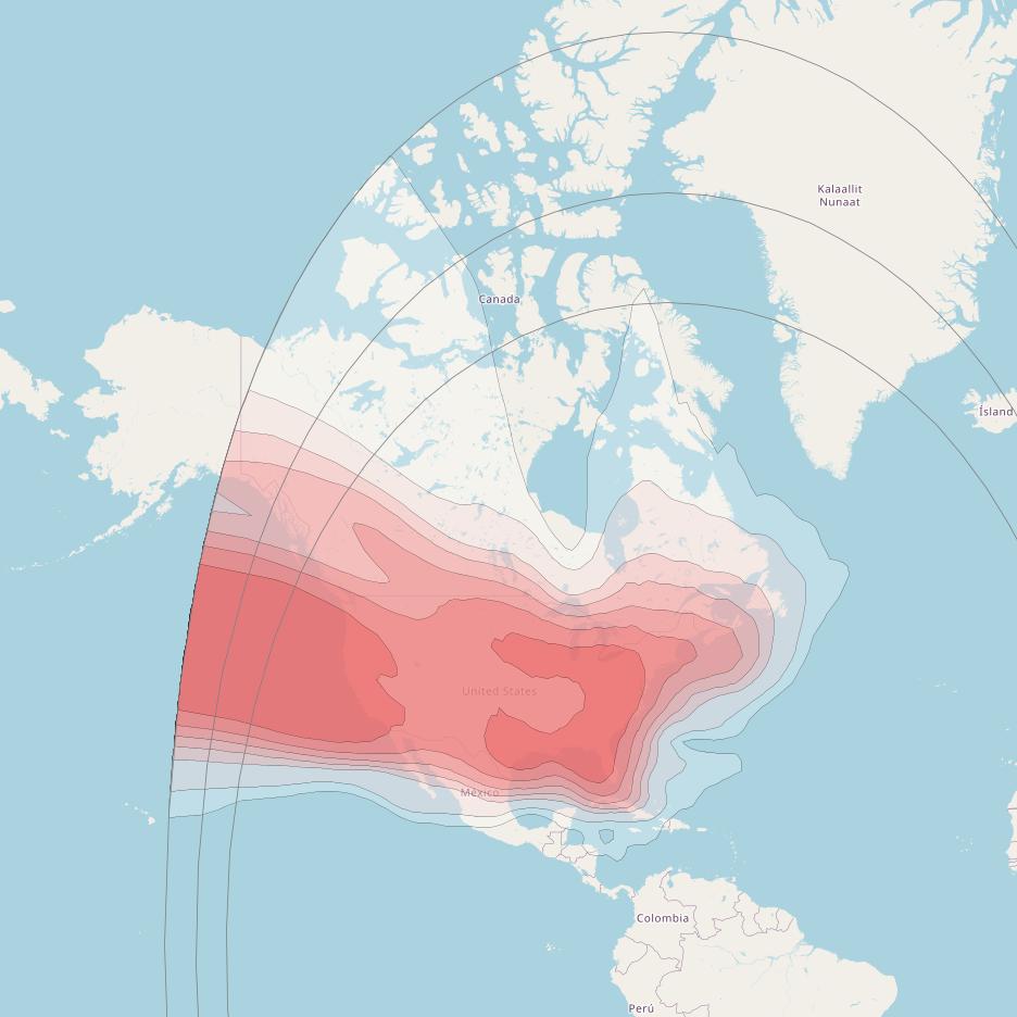 AMC 3 at 72° W downlink Ku-band KTV beam coverage map