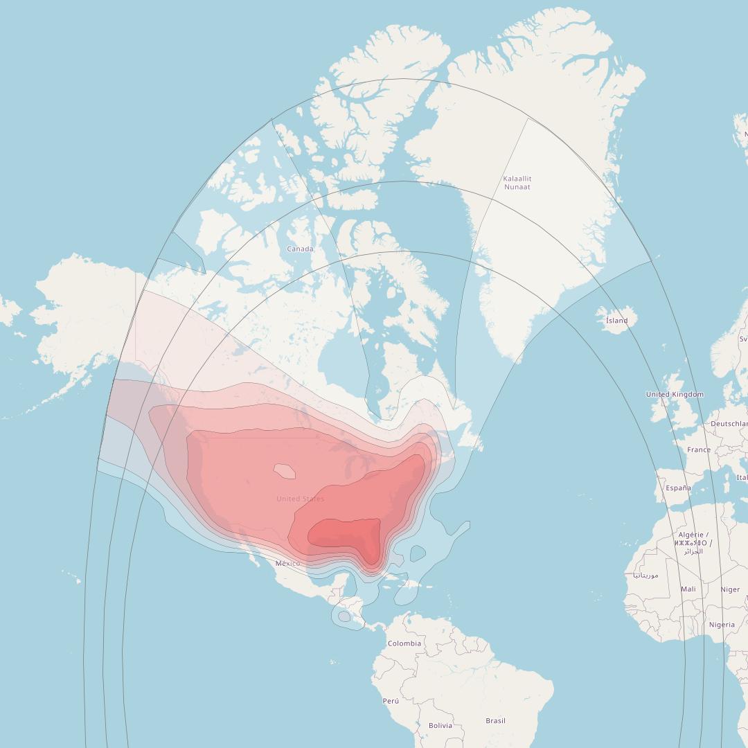 Nimiq 5 at 73° W downlink Ku-band CONUS beam coverage map