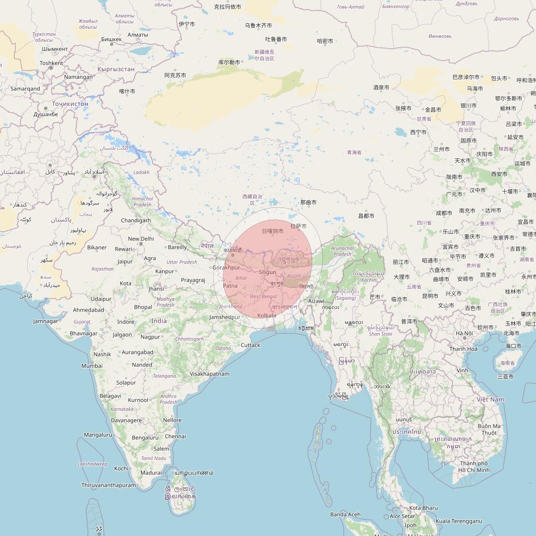 GSAT 11 at 74° E downlink Ku-band Spot05/21 User Spot beam coverage map