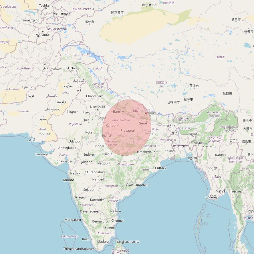 GSAT 11 at 74° E downlink Ku-band Spot06/22 User Spot beam coverage map