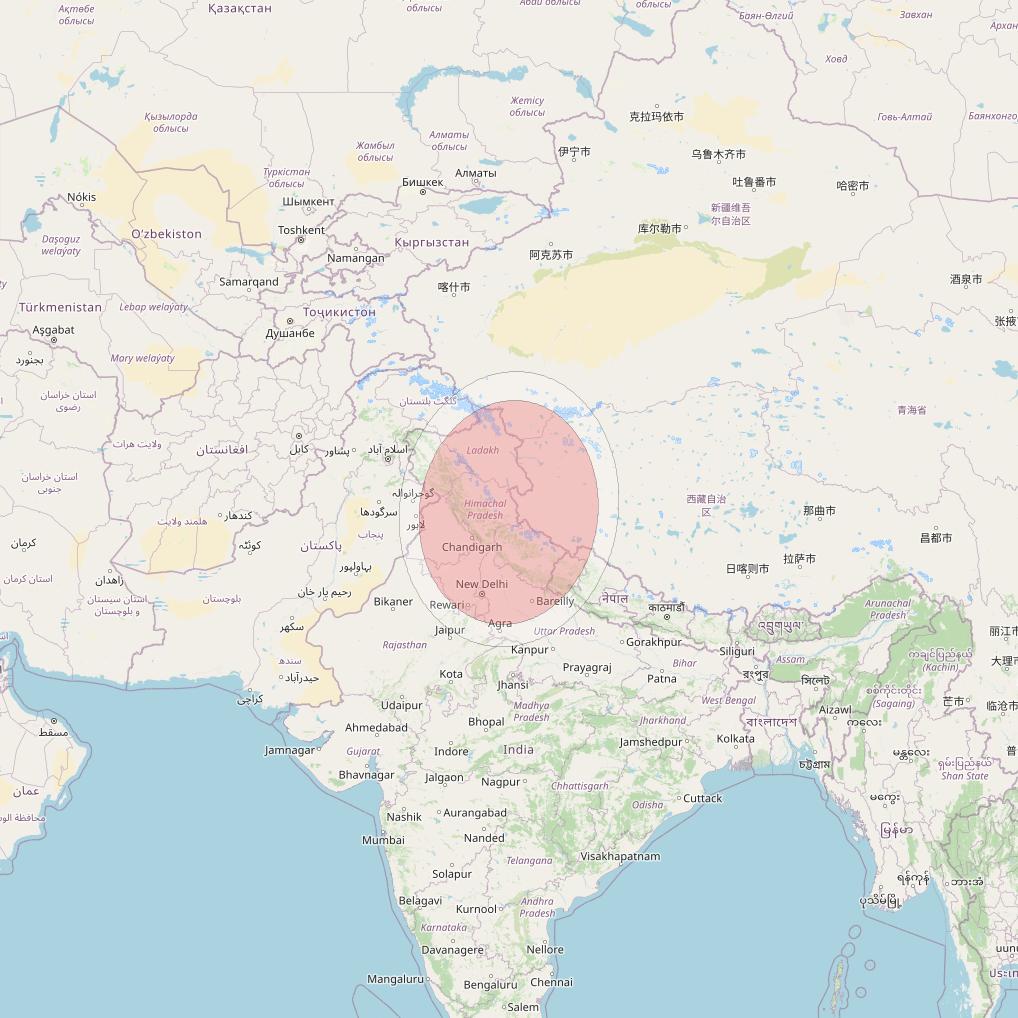 GSAT 11 at 74° E downlink Ku-band Spot08/24 User Spot beam coverage map