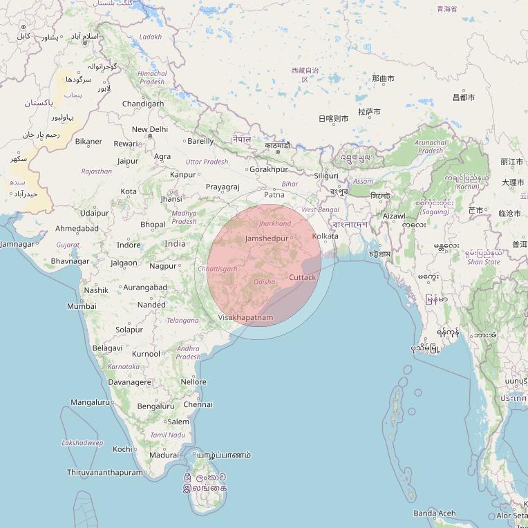 GSAT 11 at 74° E downlink Ku-band Spot12/28 User Spot beam coverage map