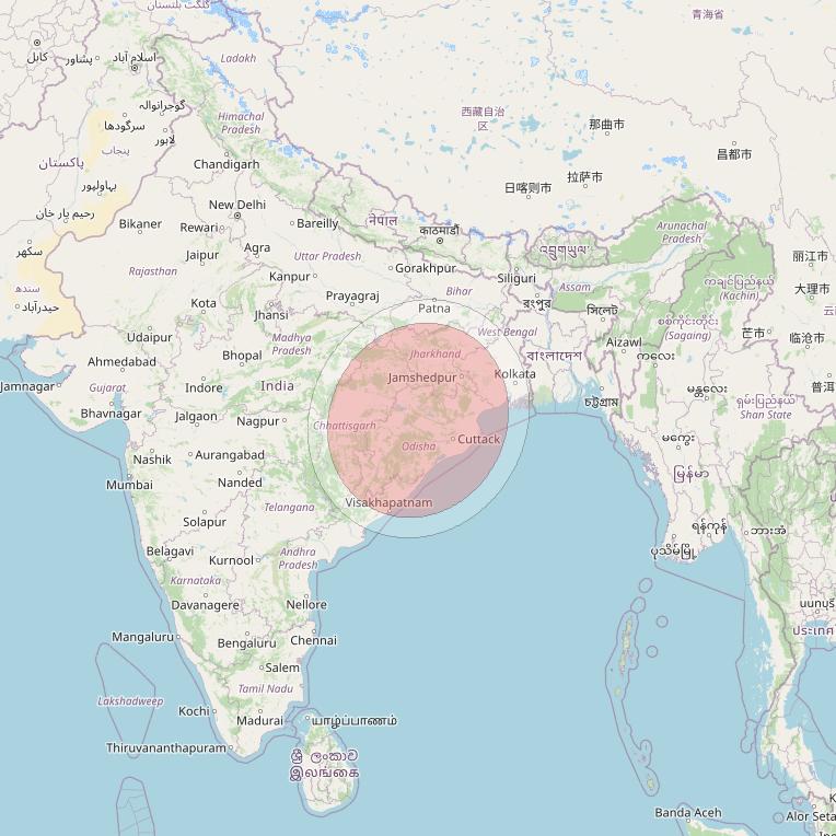 GSAT 11 at 74° E downlink Ku-band Spot12/28 User Spot beam coverage map