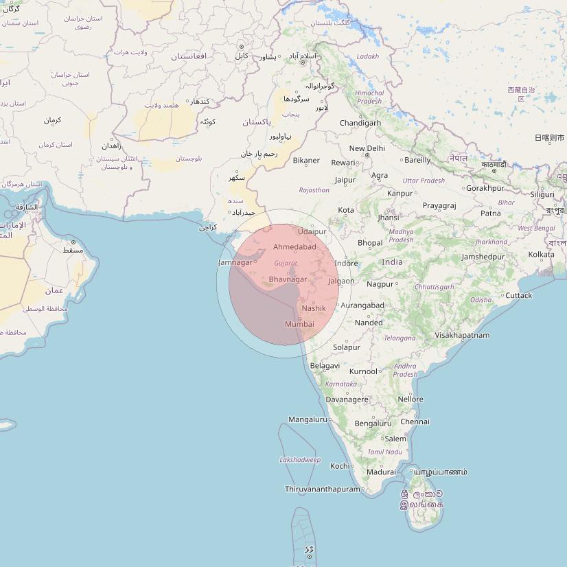 GSAT 11 at 74° E downlink Ku-band Spot16/32 User Spot beam coverage map