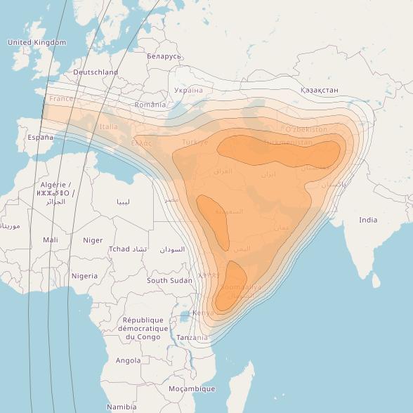 ABS-2 at 75° E downlink Ka-band MENA beam coverage map