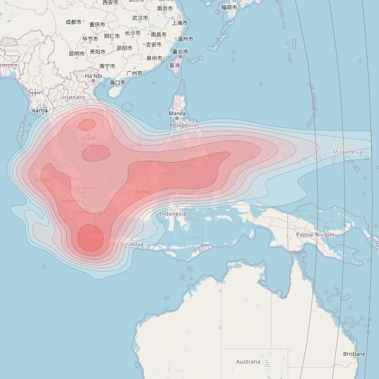 ABS-2A at 75° E downlink Ku-band South East Asia 2 beam coverage map