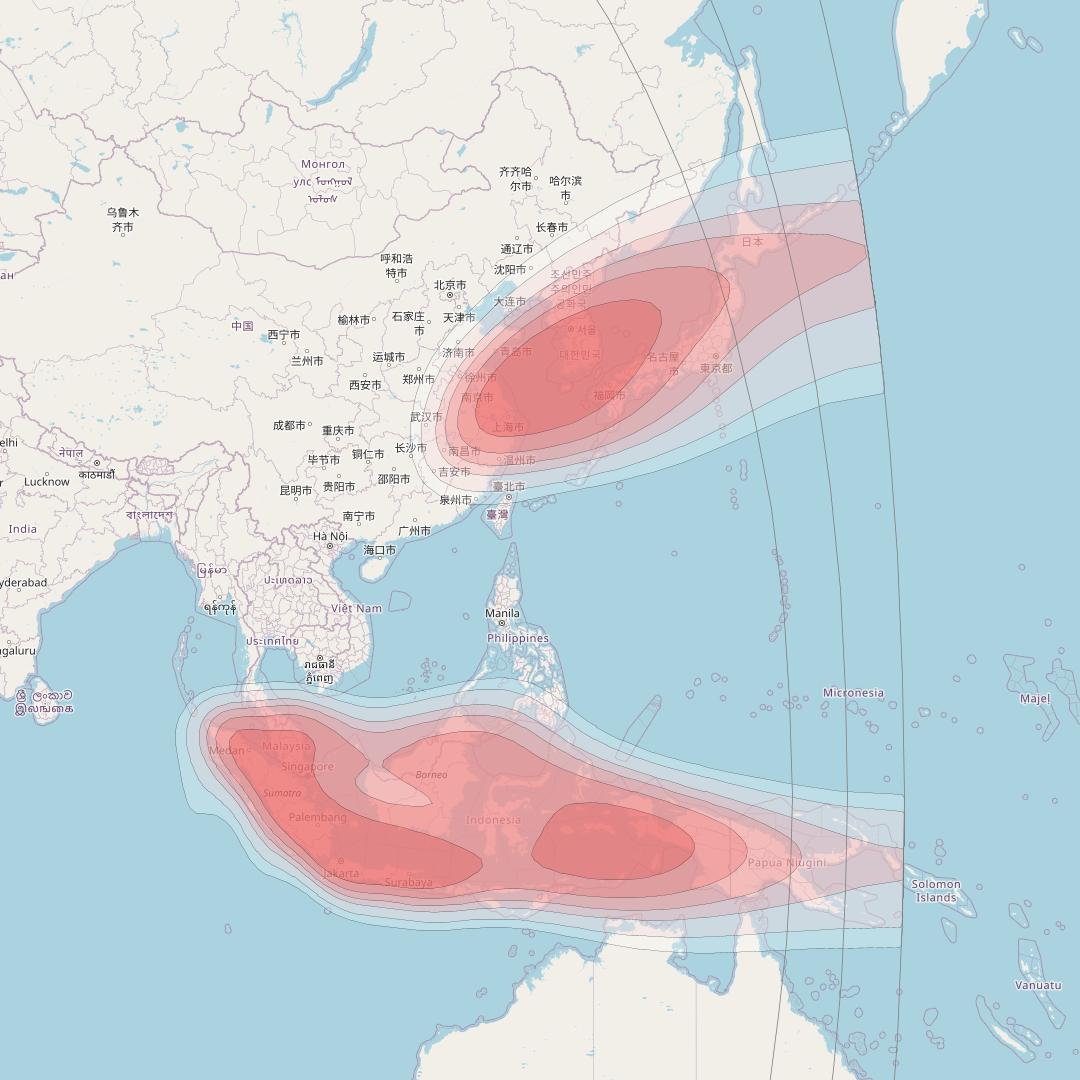 ABS-2 at 75° E downlink Ku-band Korea/SEA beam coverage map