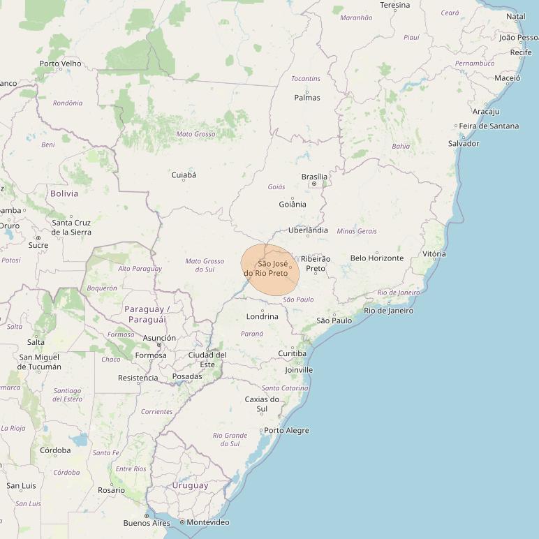 SGDC 1 at 75° W downlink Ka-band Spot34 User beam coverage map