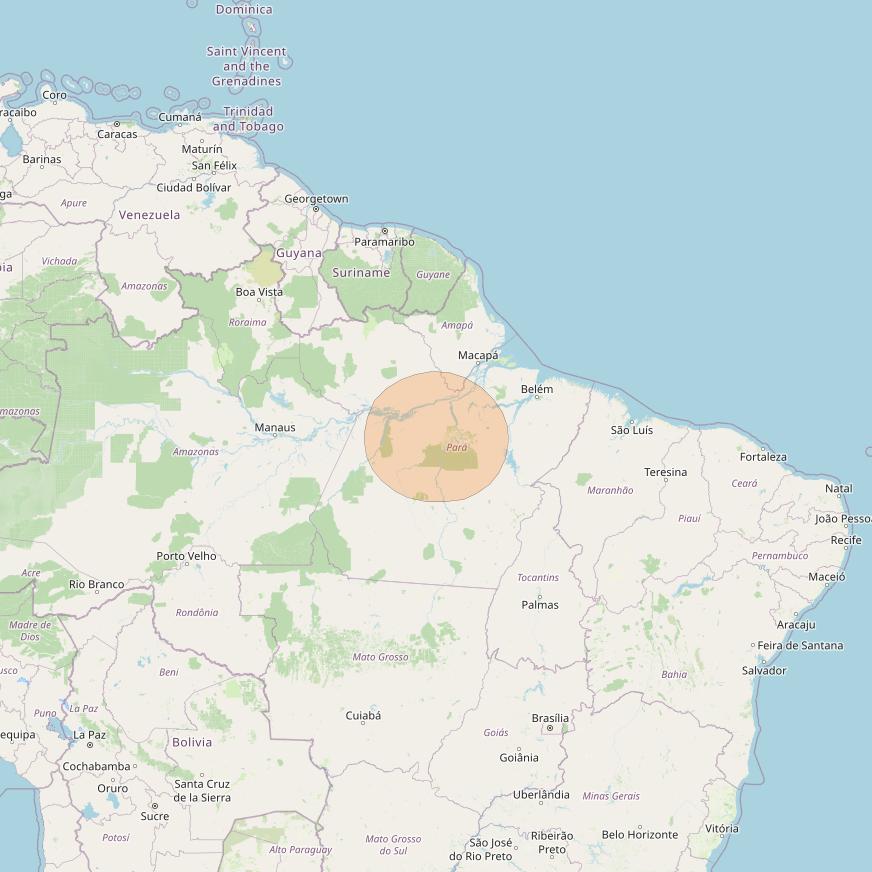 SGDC 1 at 75° W downlink Ka-band Spot53 User beam coverage map