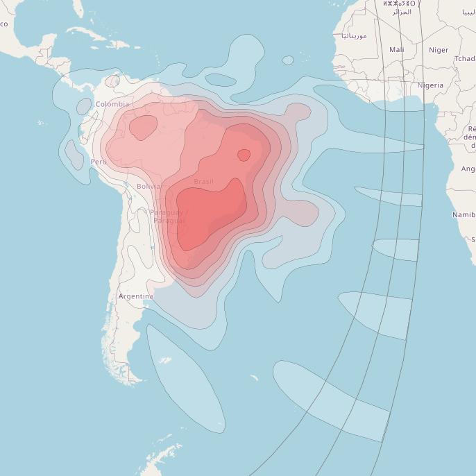 Star One C3 at 75° W downlink Ku-band Brazil Horizontal beam coverage map