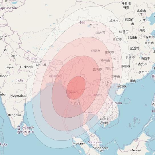 APSTAR 7 at 76° E downlink Ku-band Steerable beam coverage map