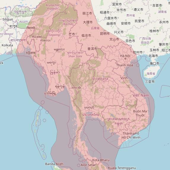 Thaicom 6 at 79° E downlink Ku-band Indochina beam coverage map