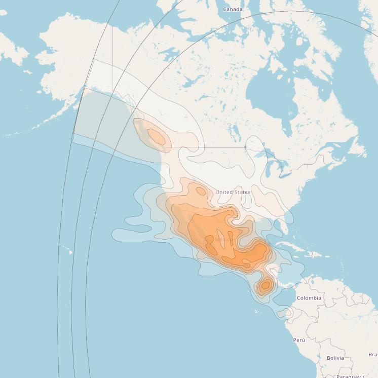 Sky-Mexico 1 at 79° W downlink Ka-band TBL beam coverage map