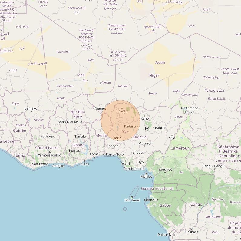 Eutelsat Konnect at 7° E downlink Ka-band AF07 User Spot beam coverage map