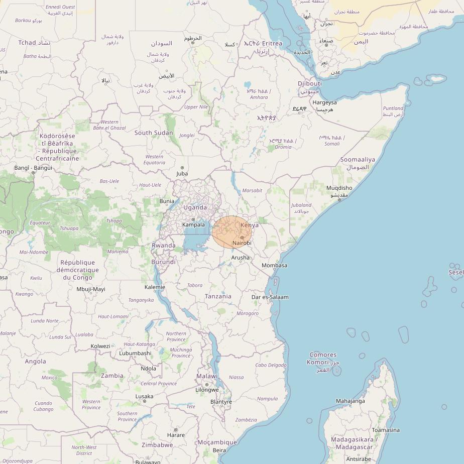 Eutelsat Konnect at 7° E downlink Ka-band AF35 User Spot beam coverage map