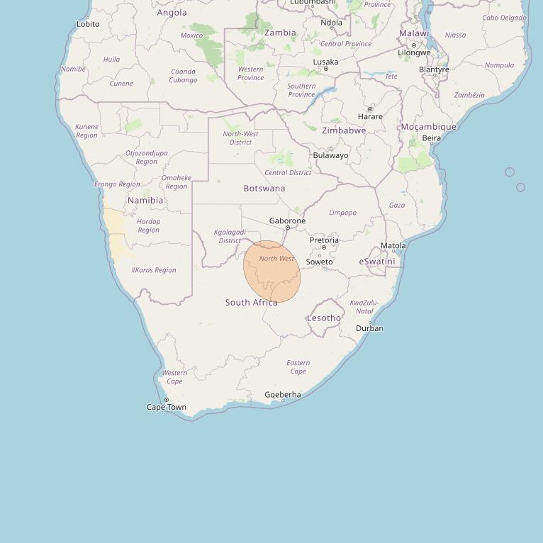 Eutelsat Konnect at 7° E downlink Ka-band AF56 User Spot beam coverage map