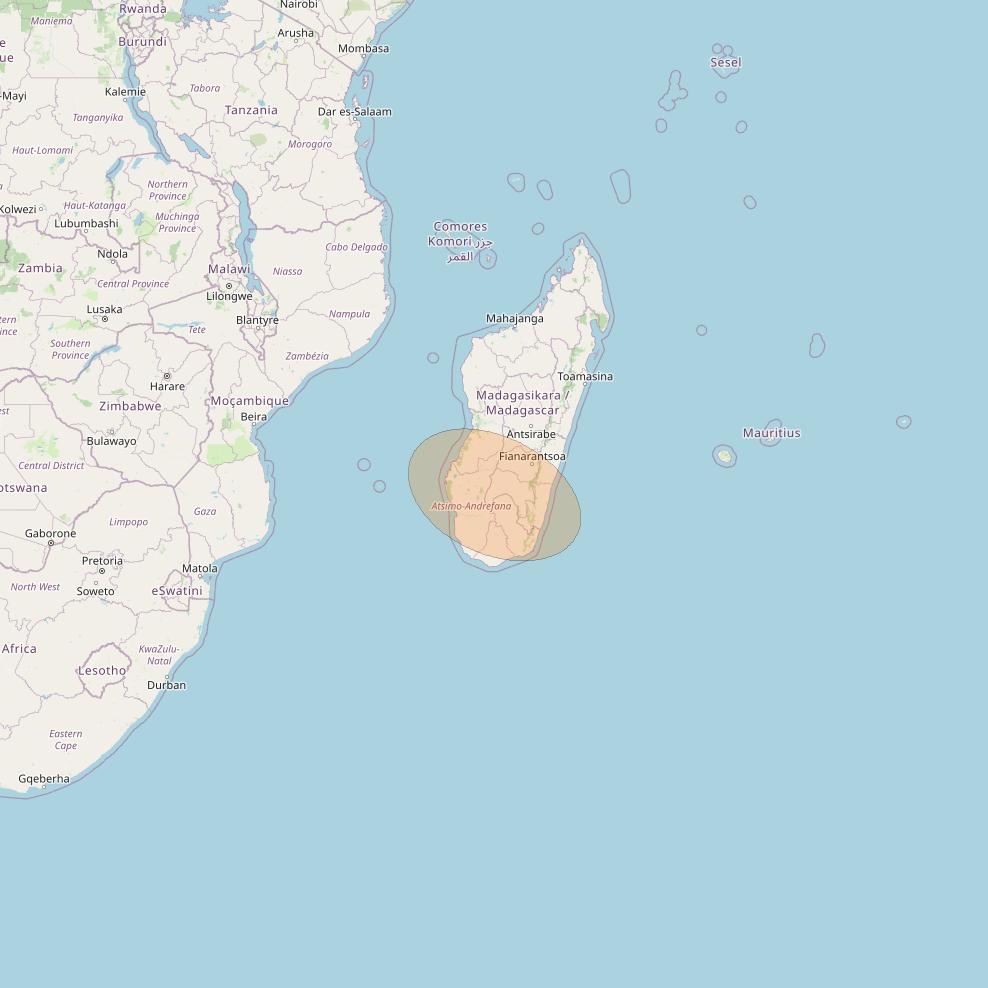 Eutelsat Konnect at 7° E downlink Ka-band AF64 User Spot beam coverage map