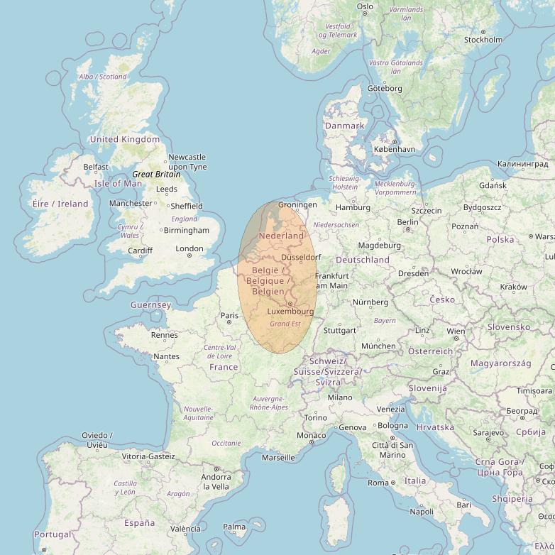 Eutelsat Konnect at 7° E downlink Ka-band EU07 User Spot beam coverage map