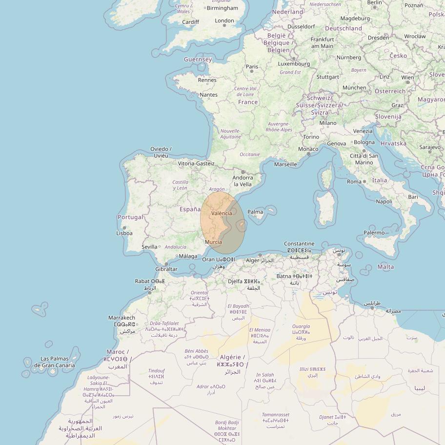 Eutelsat Konnect at 7° E downlink Ka-band EU22 User Spot beam coverage map