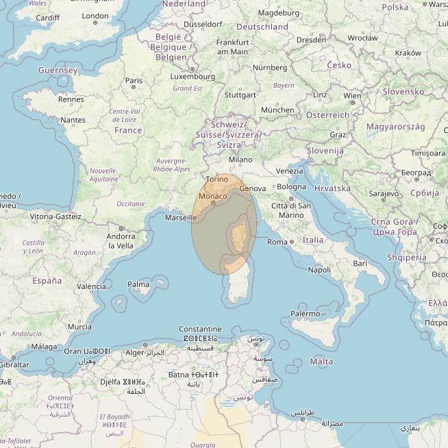 Eutelsat Konnect at 7° E downlink Ka-band EU26 User Spot beam coverage map