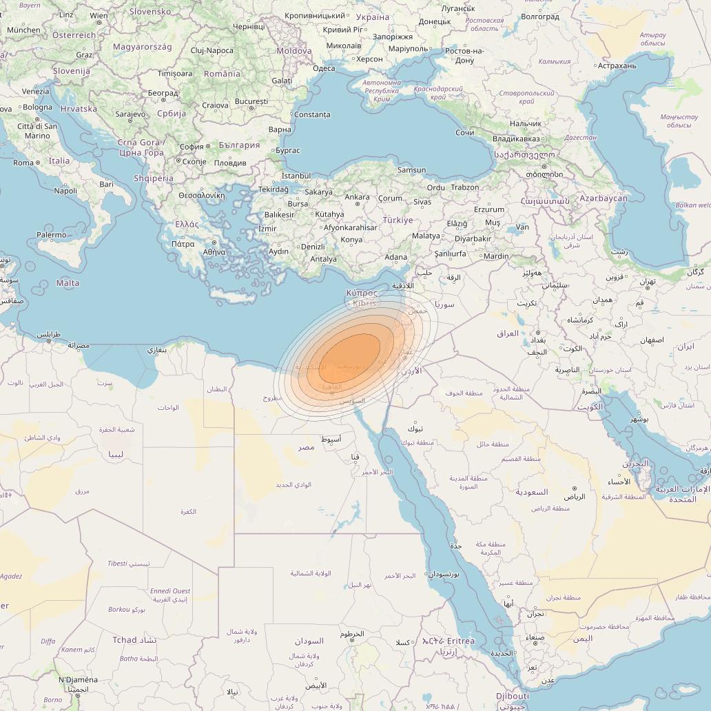 Nilesat 301 at 7° W downlink Ka-band S03 User Spot beam coverage map