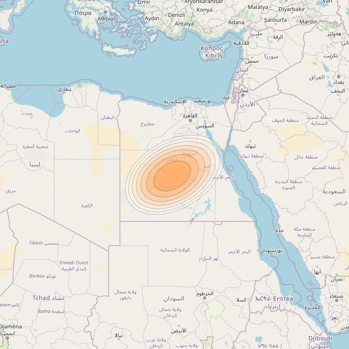 Nilesat 301 at 7° W downlink Ka-band S08 User Spot beam coverage map