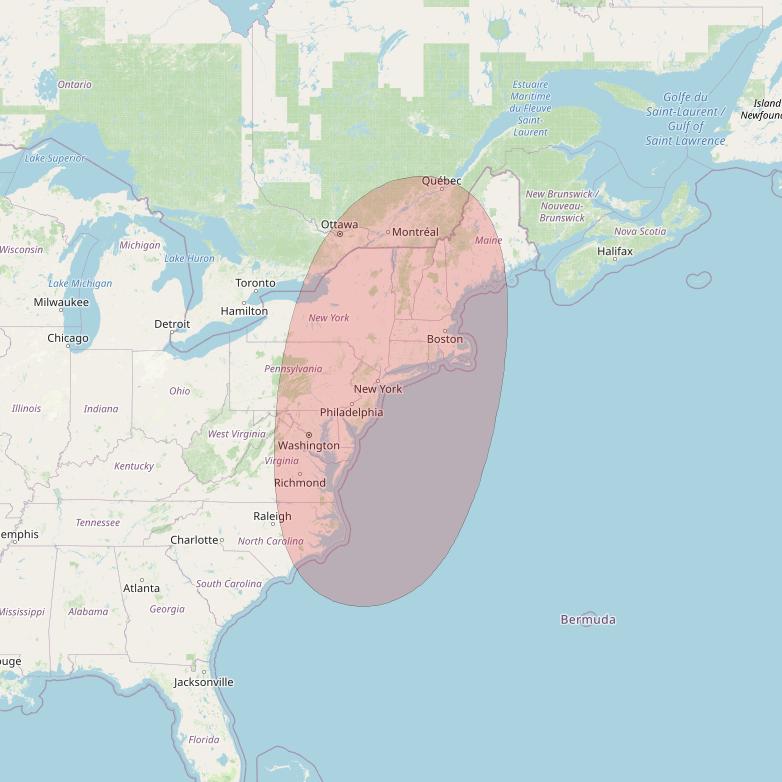 Nuview Bravo at 83&deg; W downlink Ku-band EKU03 User Spot beam coverage map