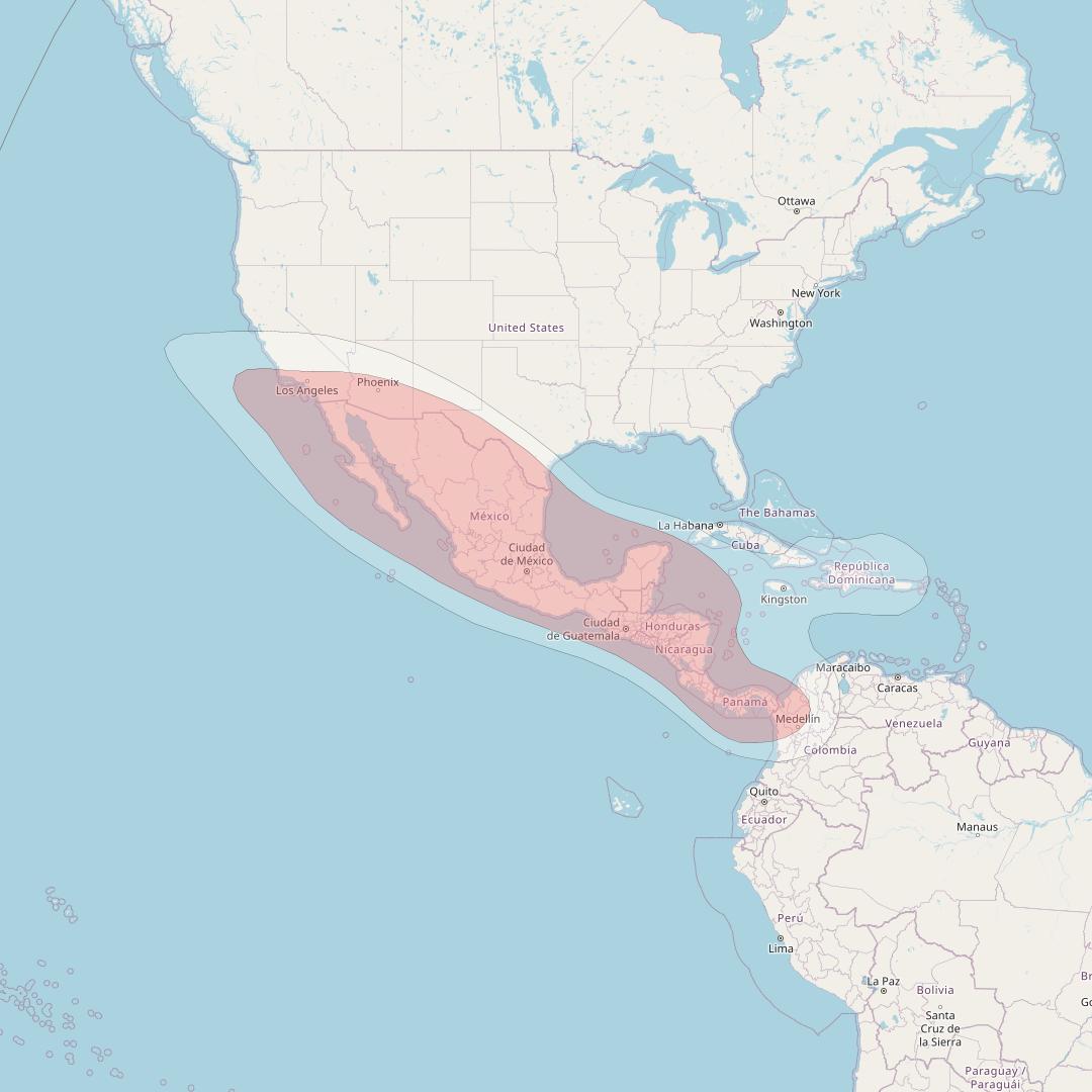 Star One D1 at 84° W downlink Ku-band Mexico and Central America beam coverage map