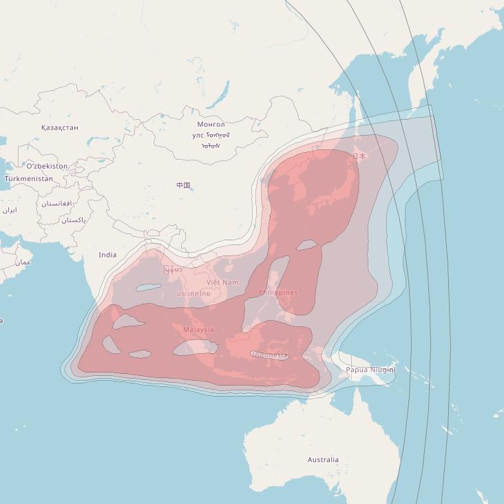 Intelsat 15 at 85° E downlink Ku-band East Indian Ocean Region Beam coverage map