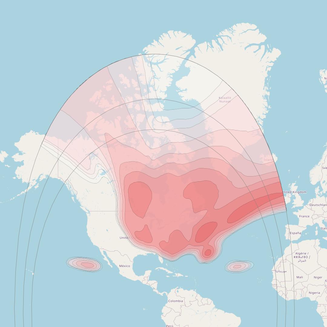 Galaxy 17 at 85&deg; W downlink Ku-band North America beam coverage map