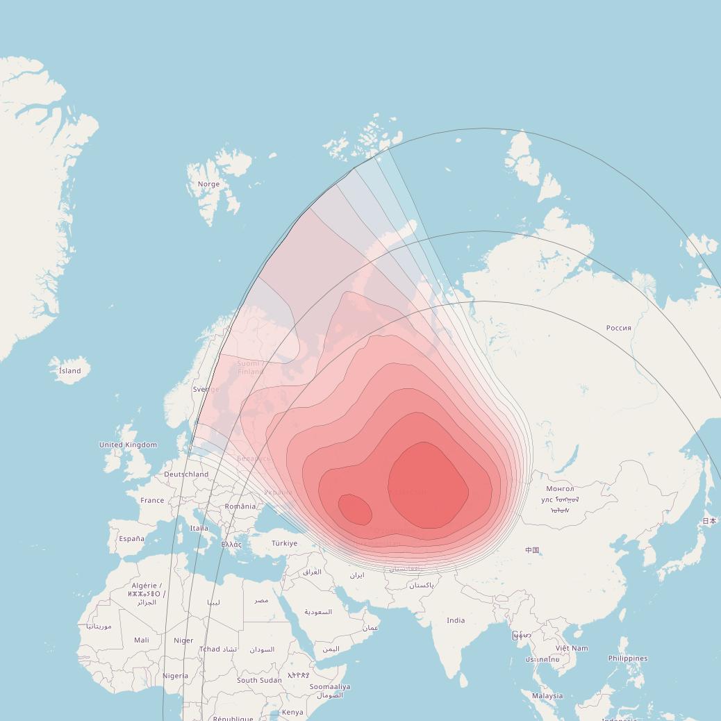 Kazsat 2 at 86° E downlink Ku-band Data beam coverage map